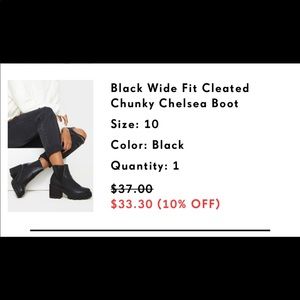 Black Wide Fit Cleated Chunky Chelsea Boot
